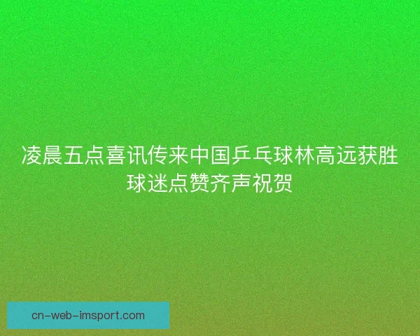 凌晨五点喜讯传来中国乒乓球林高远获胜球迷点赞齐声祝贺